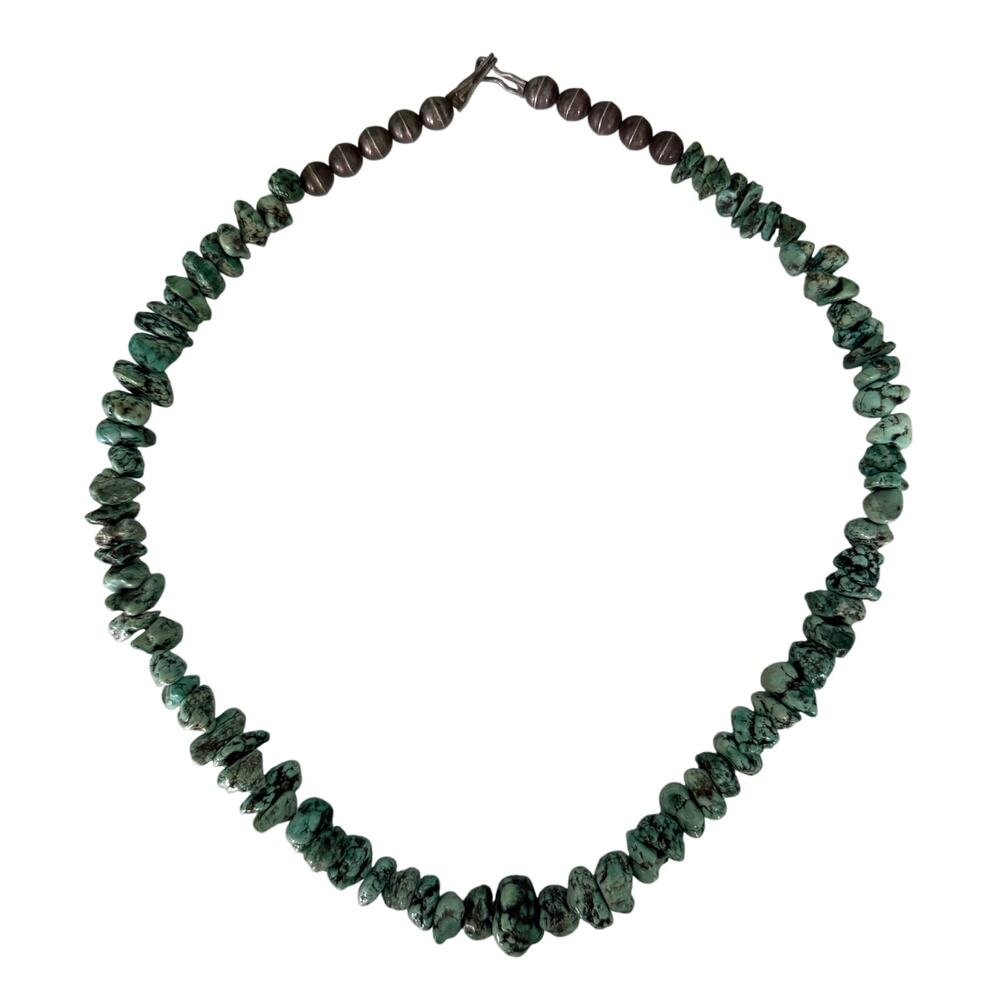 Vintage Turquoise Nugget Necklace 1970's, Likely Morenci Mine- 22”